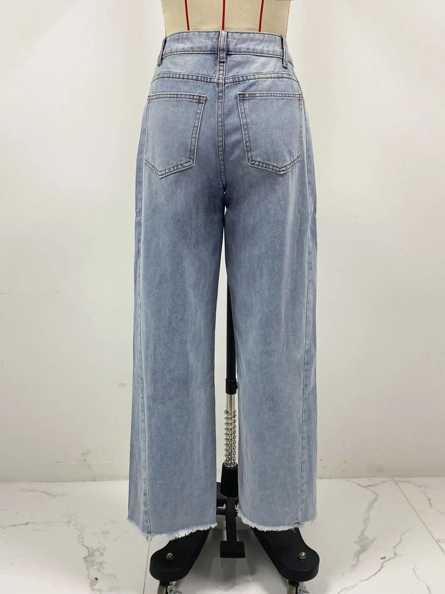High-waisted Straight-leg Furred Jeans, Women's New Fashion High-waisted Wide-leg Pants Jeans,spring and Autumn for Women Y2k