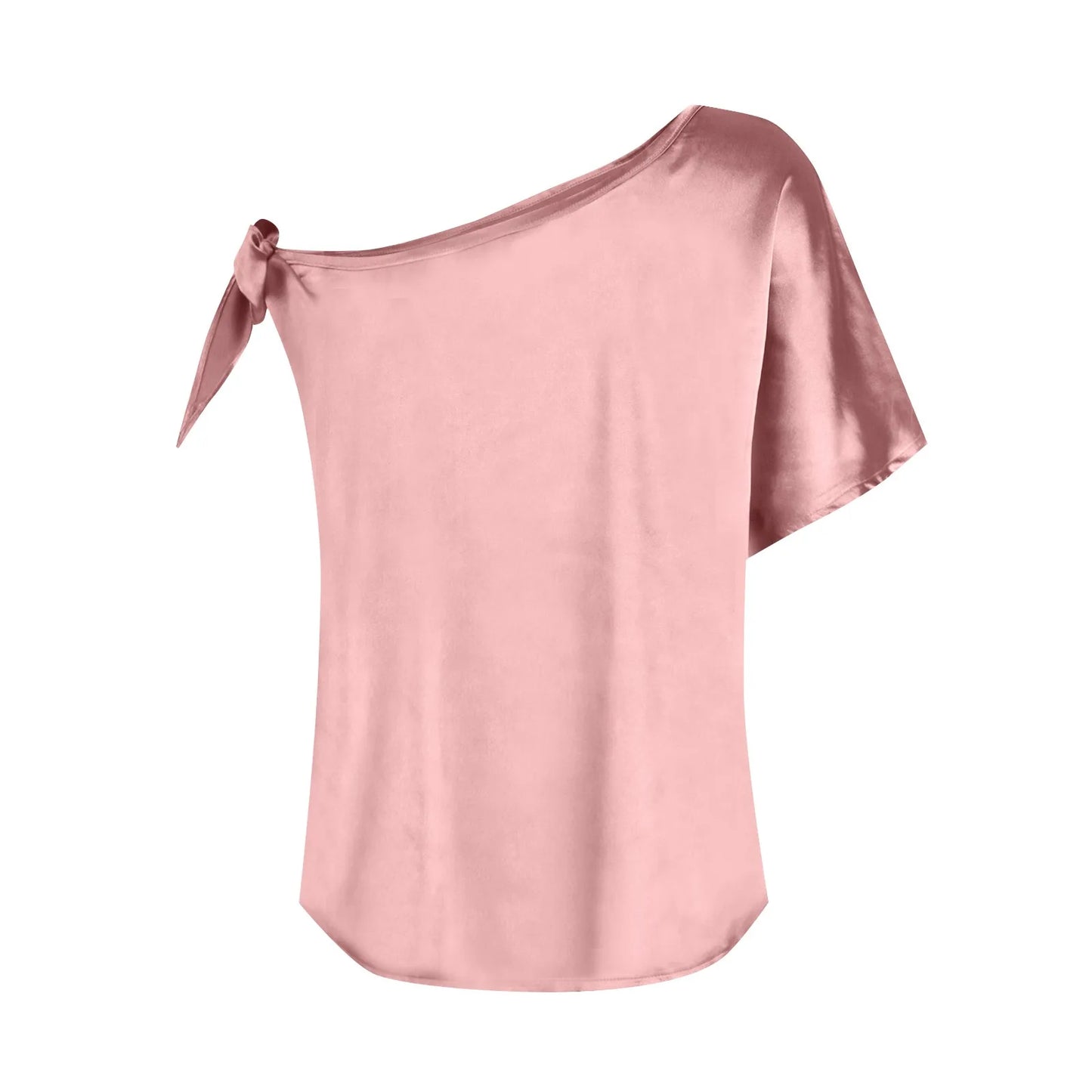 Womens Tops 2024 Pullover Fashionable And Sexy Women'S Solid Color Satin Pullover One-Shoulder Sleeveless Top топ летний