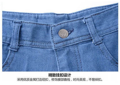 Middle-aged Women's Jeans Spring Autumn High Waist Solid Color Denim Pants Large Size Loose Female Straight Casual Cowboy Pants