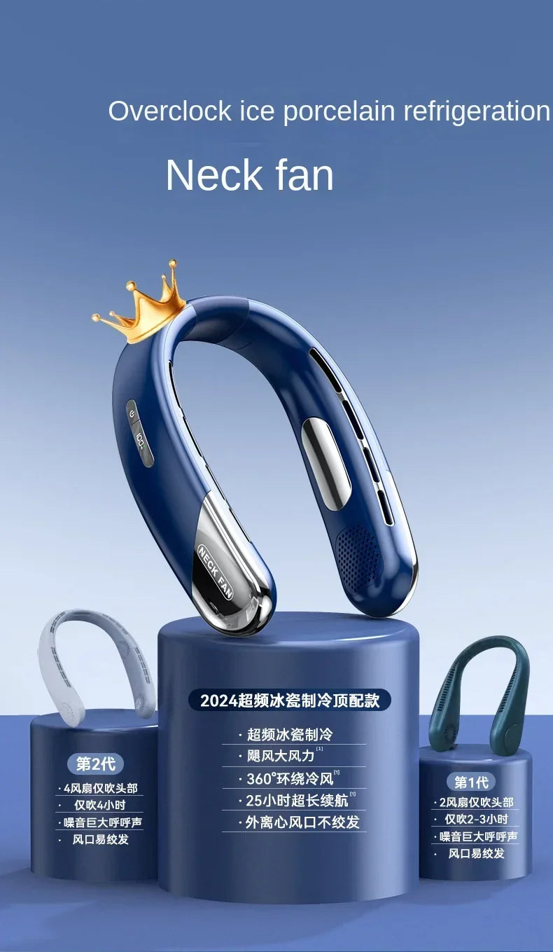 Xiaomi Portable Neck Fan Mini Bladeless Silent Neckband Fan USB Rechargeable 3 Speeds Mute Wireless Electric Cooler For Sport