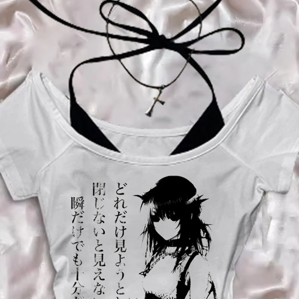Aesthetic Tops For Women Crop Top Women 2000s Tops With Suspenders Gothic Clothes Vintage Harajuku Grunge Y2k Woman Clothing Emo