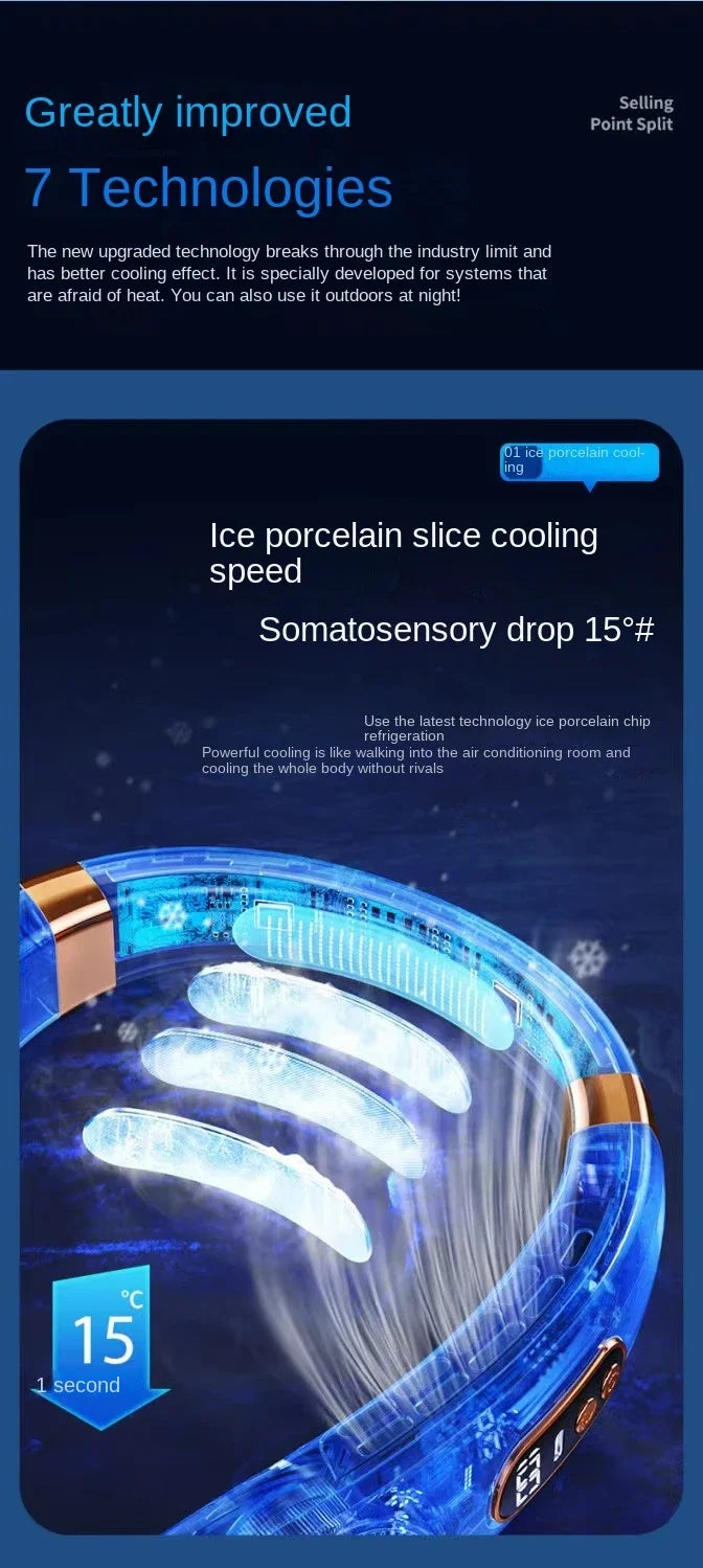 XIAOMI Charging Neck Fan 5 Speed Portable Digital Display 4000mAh Rechargeable Bladeless Electric fan Air Conditioner For Sport