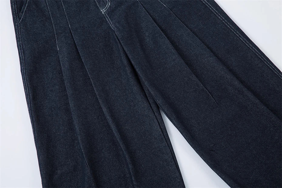 Pleated Baggy Jeans Men Loose Wide Leg Jeans Trousers Streetwear Harajuku Hip Hop Jeans Denim Pants