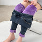 Women's Winter Jeans Fleece Warm Slim Pencil Trousers Elastic Waist Thicken Velvet Comfortable Mom Denim Pants Female
