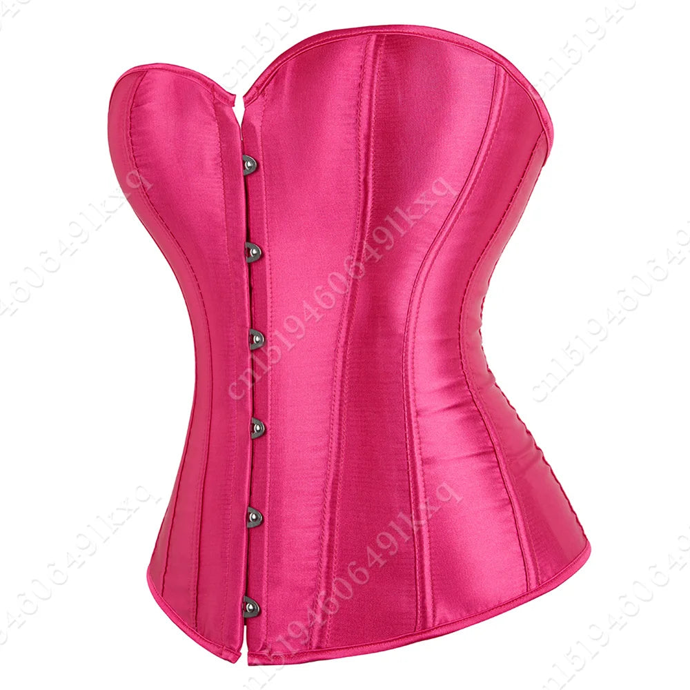 Corset Tops for Women Overbust Bustier Satin Sexy Lace up Corset Orange