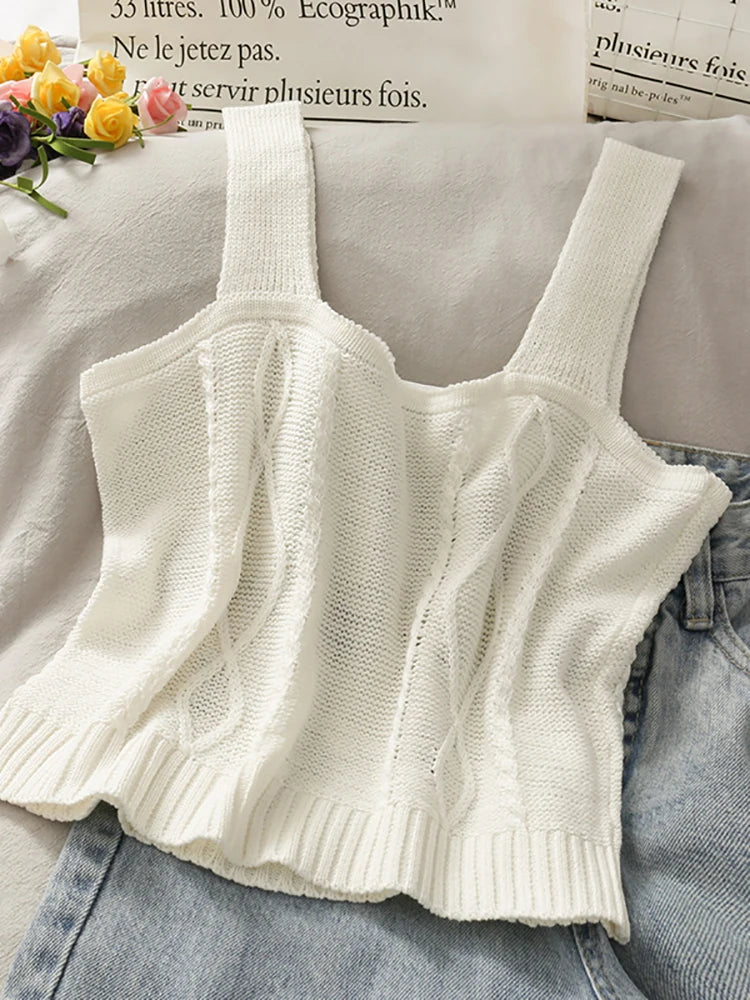 HELIAR Women Flower Embroidery Knitted Crop Tops Women Casual Tube Tops Casual Ribbed Cute Tops Crop Tops Women 2024 Summer
