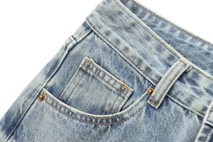 ETJ Wide-leg high-waisted jeans  women's classic everything with five pockets washed soft comfortable ultra-long jeans6045022