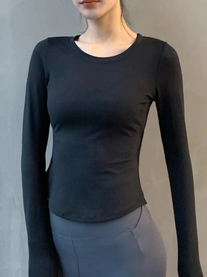 Yoga Tops for Women, Long-Sleeved Fitness Clothes, Sportswear, Running Training Clothes, Breathable Quick-Drying Clothes, Pilates High-End Sportswear
