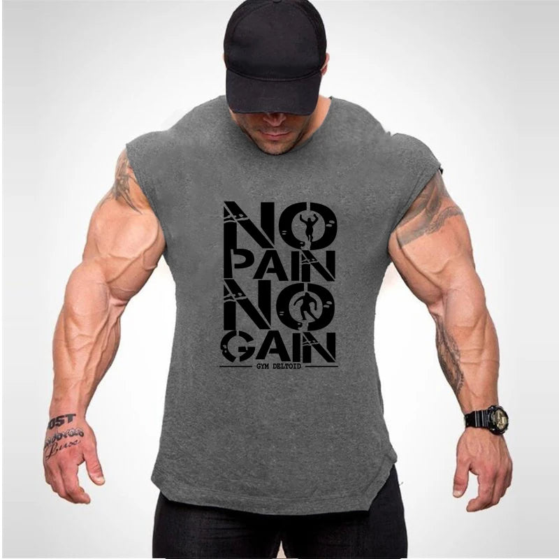 Gym Clothing Mens Bodybuilding Hooded Tank Top Cotton Sleeveless Vest Sweatshirt Fitness Workout Sportswear Tops Male Suspenders