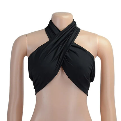 Women Fashion Sexy Mini Tops Women Summer Y2K Crop Top Strapless Cross Neck Backless Casual Srteetwear Off Shoulder Vest