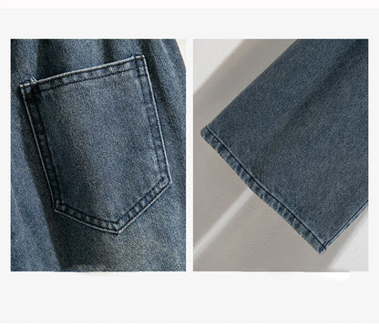 Oversized Jeans Women's 2025 New Spring Autumn Elastic Waist Lace-up Loose Gradient Wide Leg Long Female Denim Pants