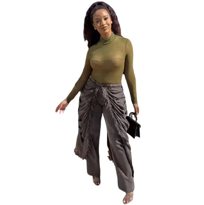 WTHT New Trendy Women Wrinkled Burr Edge Design Straight Jeans 2025 Winter Fashion High Waist Casual Denim Pants Female 1LS2770