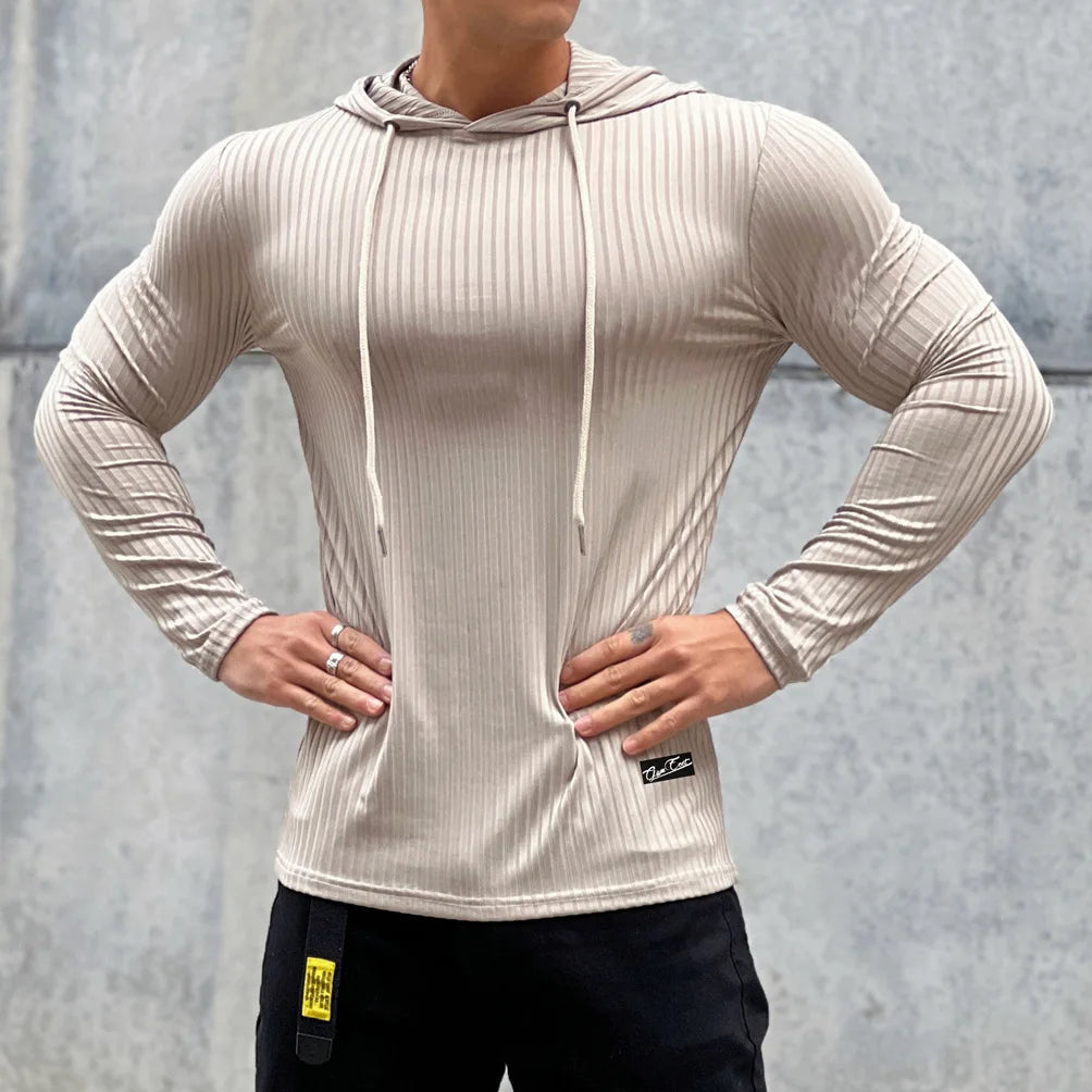 Gym Fitness T-shirt Men Casual Long Sleeve Skinny Shirt Male Bodybuilding Tees Tops Running Sports Quick Dry Training Clothing