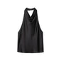 MUJER 2025 Halter Tops for Women Black Satin Backless Top Female Pink Summer Beach Top Woman off Shoulder Camisole Top Women