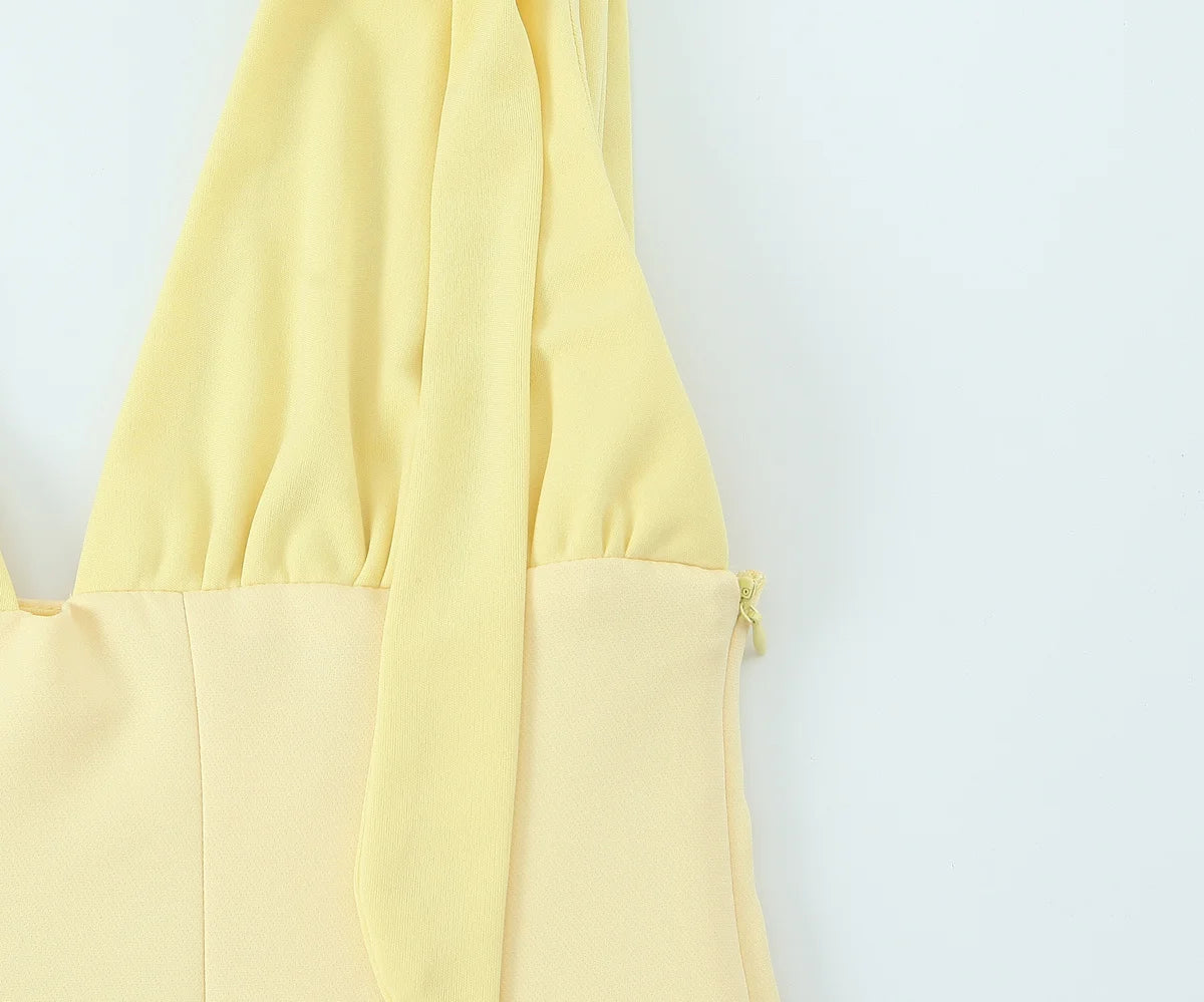 HH Women's New Fashion Mini Dress White Black V-Neck Backless Zipper Decorate Female Summer Sexy Chic Sleeveless Dresses