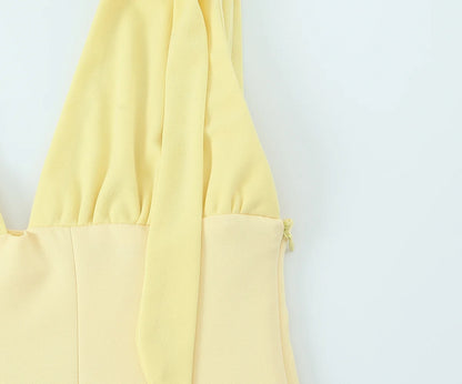 HH Women's New Fashion Mini Dress White Black V-Neck Backless Zipper Decorate Female Summer Sexy Chic Sleeveless Dresses