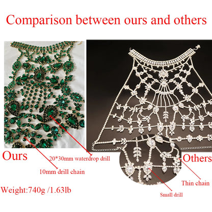 CUIER Luxurious Black Tops for Women Body Chain Jewelry Gun-black