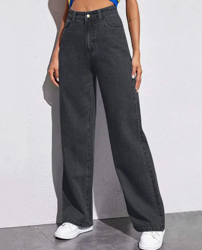 Spring 2026 New High Waist Straight Slim Jeans Women Mopping Wide Legs European and American Loose Jeans
