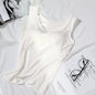 2023 Women's Vest Tops with Built In Bra Neck Vest Solid Color Padded Slim Fit Tank Tops Sexy Shirts Feminino Casual Tank Tops