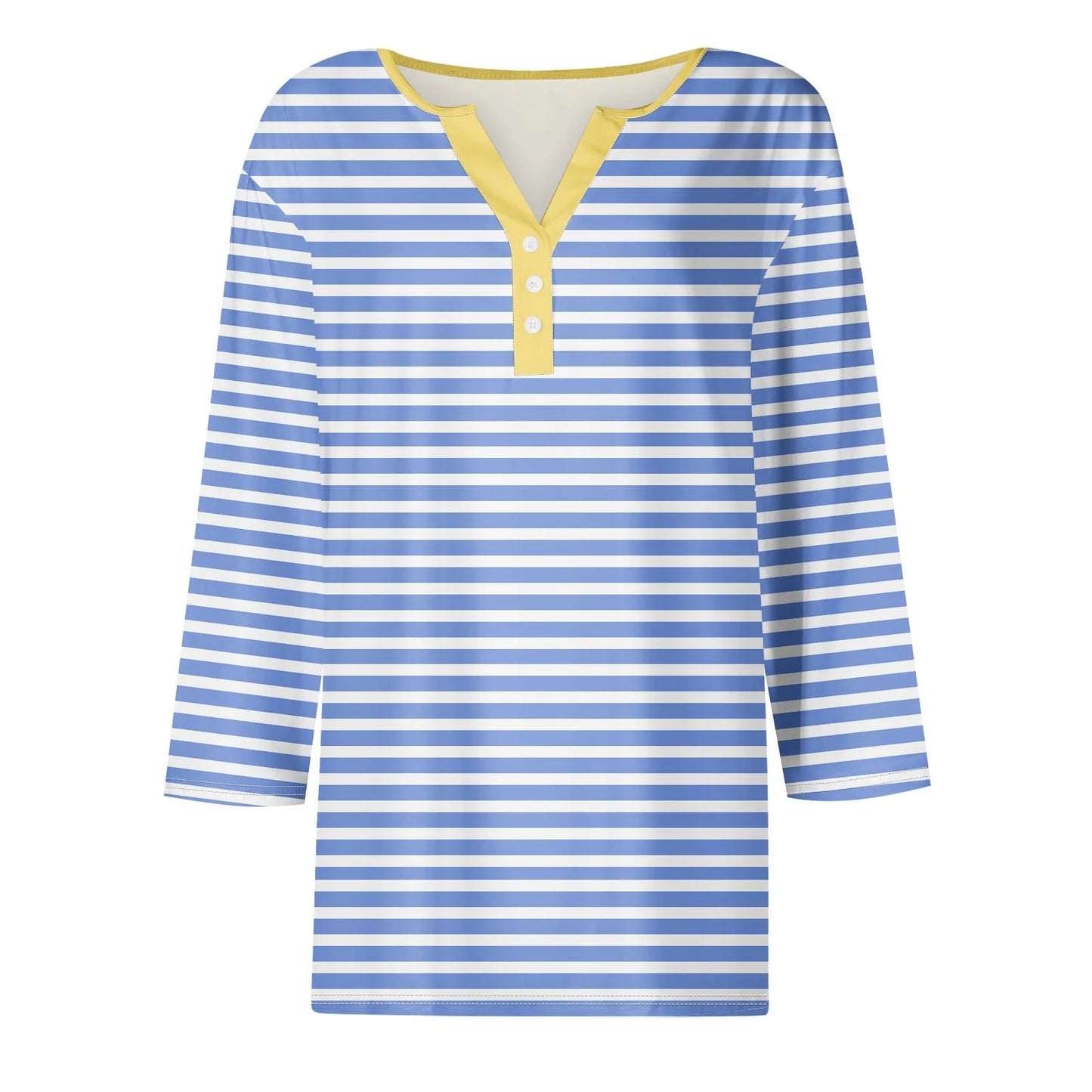 Tops For Women Women'S T Shirt Tee Print Button 3/4 Sleeve Daily Weekend Fashion Basic V Neck Regular Top Ropa De Mujer New