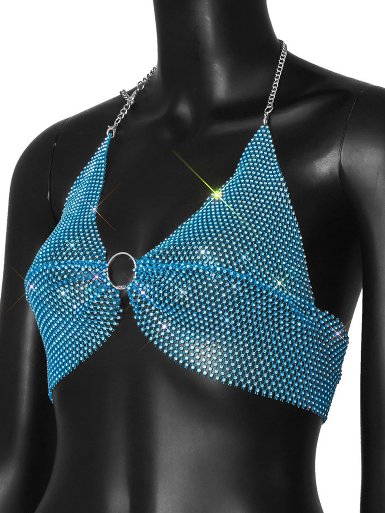 Sexy black White Summer crop top women festival Beach club outfits Party tank top t shirt woman Halter Rhinestones tops topy Hot