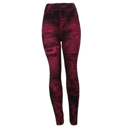Women Imitation Distressed Denim Jeans Leggings High Waist Pants Fitness Slim Legg Mujer 2022 Sport Push Up Leggings for Women