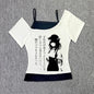 Aesthetic Tops For Women Crop Top Women 2000s Tops With Suspenders Gothic Clothes Vintage Harajuku Grunge Y2k Woman Clothing Emo