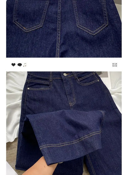 Blue Straight Jeans for Women Early Autumn Autumn 2024 New High Waist Slimming Loose Drooping Wide-Leg Pants