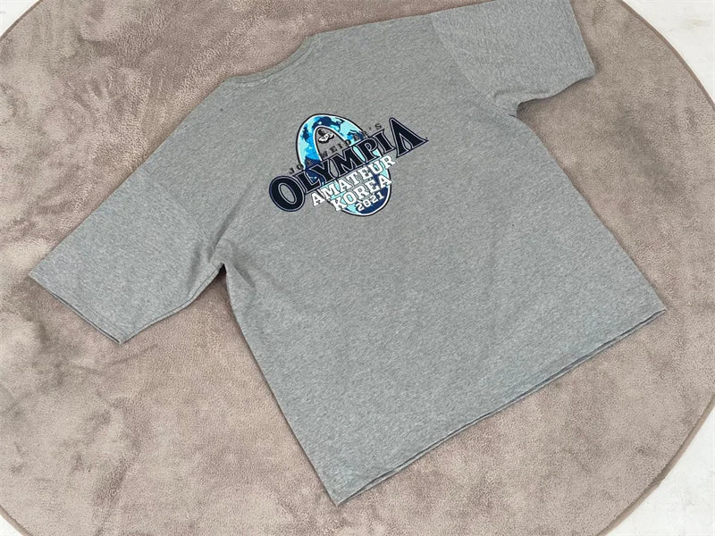 gyms T-shirt Men's Fashion short sleeve Tee Men summer Loose Fitness T-shirt men's Cotton Sports Training tops men sportswear