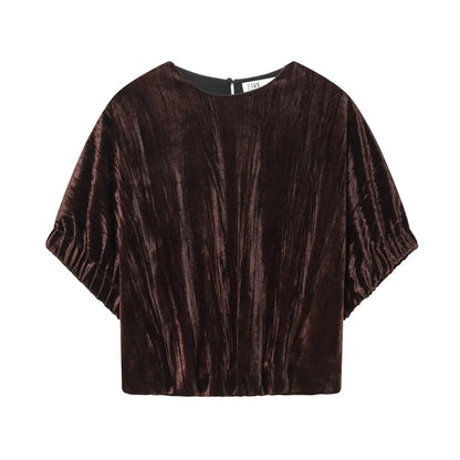 Women Top 2025 New Fashion Velvet Elegant Vest Tops For Women Short Sleeve Commuting Personality Short Top Casual Waistcoat