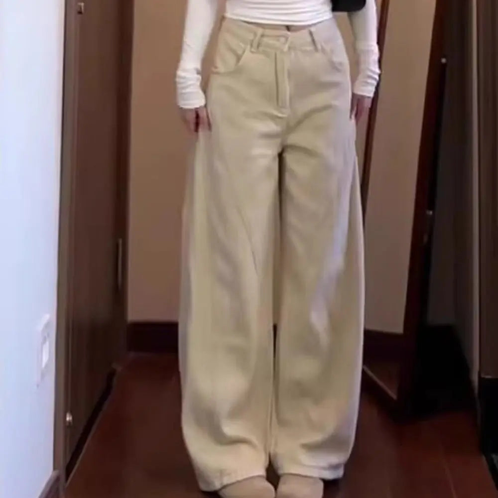 Female Clothing High Waist Denim Jeans Baggy Wide Leg Star Jeans Women Y2k Retro Loose Casual Pants Lady