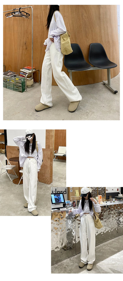 Fashion Street Casual Woman Jeans Summer New High Waist Loose Women Jeans Simple Basic Slim Straight Pants Female Chicly