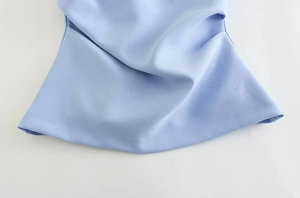 Strapless Draped Bustier Tops for Women, Straight Neck, Back Zipper, Female Camis, Fashion