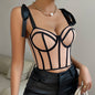 Woman Clothing Top Women T-shirt Tank Top Female Clothes Tops Tanks Camis Crop Top Y2K Sexy Ribbon Tie-Up Fishbone Camisole