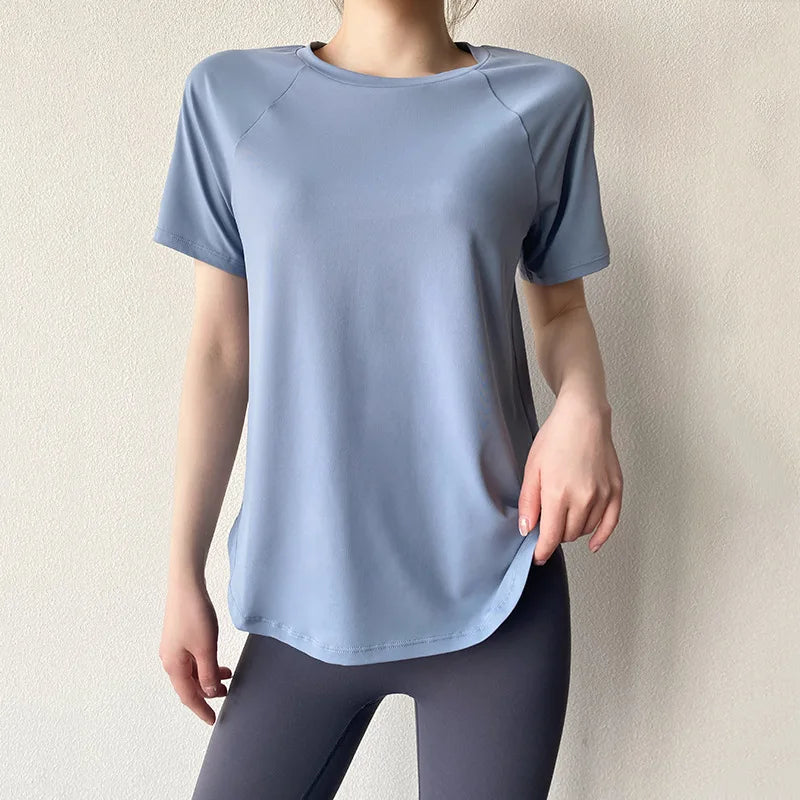 Sportswear Woman Gym 2026 Yoga Clothes Women T-Shirt Short Sleeve Quick Dry Fitness Top Breathable Running Shirt Yoga Wear