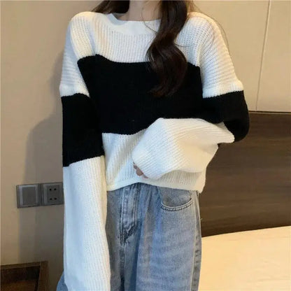 Tops Sweaters For Women With Headings Ladies Sweater Pullover Cropped Autumn 2025 Trend Cute Kawaii Black Knitted High Quality