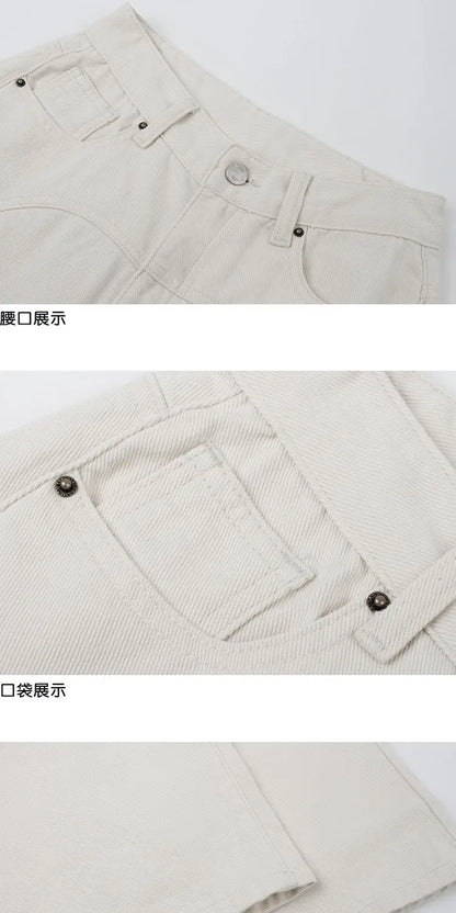 Beige Jeans Women Trendy European Style Loose Casual High Waist Spring All-match Streetwear Ins Hotsweet Simple New Full Length