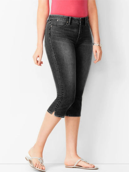 Summer Woman's Jeans Cropped Jeans Ladies Cropped Trousers Skinny Knee Length Jeans Women Elastic High Waist Mom Jeans Oversize