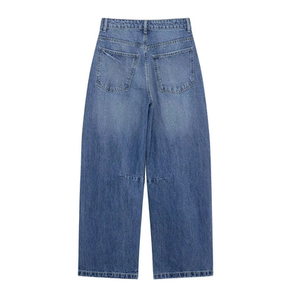 RARA Women's Straight Cut Jeans with Traditional Five Pocket Design Button Fly and Stitched Detailing for Casual Outfits