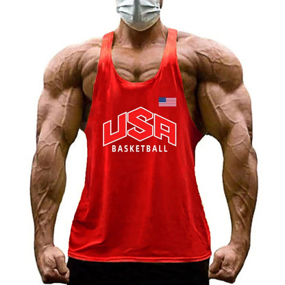 Mens Basketball Training Clothing Bodybuilding Workout Tank Tops Cotton Breathable Sport T-shirt Gym Fitness Running Singlets