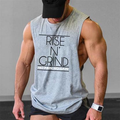 Gym Bodybuilding Running Clothing Summer Cotton Breathable Singlets Mens Training Sleeveless Tank Tops Large Side Slits Shirts