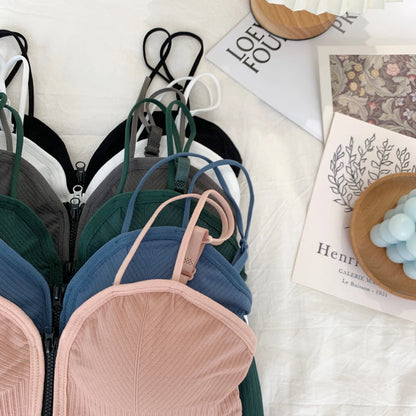 HELIAR Ziper Fly Crop Tops Wish Padded Underwear Tube Tops Women Cottons Crop Tops Basic Tops Women Basic Crop Tops 2025 Summer