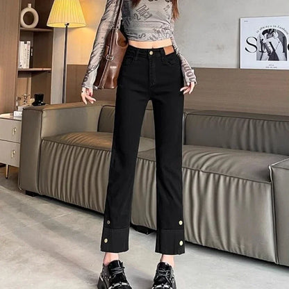 Woman Jeans High Waist Straight Leg Denim Pants for Women  Fitted Vintage Chic and Elegant Unique 90s Teenagers Vibrant Trousers