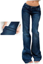 Women Vintage y2k Flared Jeans Retro Button-up Low Rise Casual Denim Pants Harajuku 2000s Aesthetic Trousers Basic Jeans