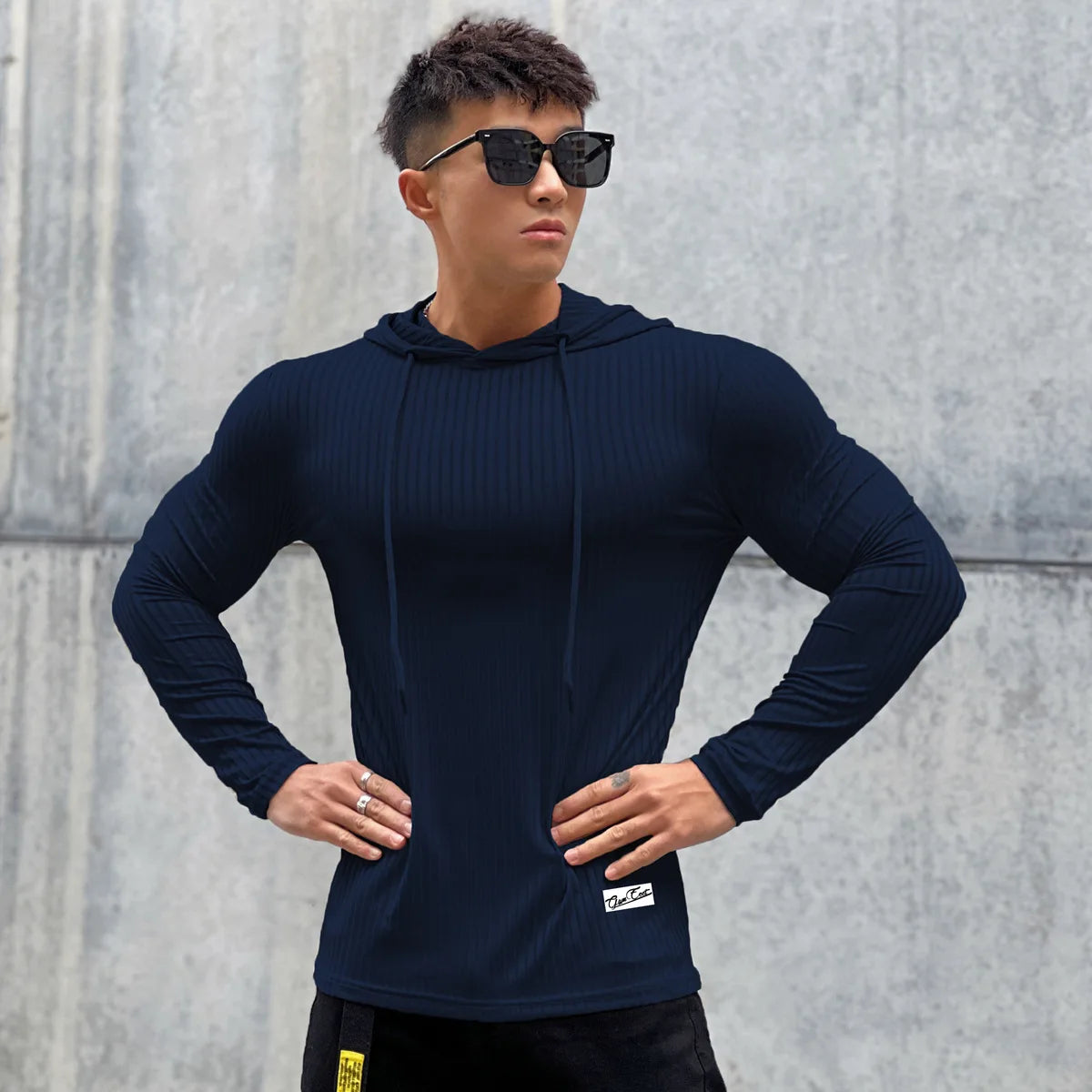 Gym Fitness T-shirt Men Casual Long Sleeve Skinny Shirt Male Bodybuilding Tees Tops Running Sports Quick Dry Training Clothing