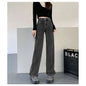 Woman Vintage Wide Leg Jeans Girls High Waist Pants Female Fashion Black Black Grey Retro Blue Light Blue Pink Denim Trousers