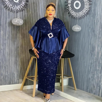 Plus Size Evening Dresses for Women African Luxury Gown Elegant Turkey Muslim Wedding Party Long Dress Ankara Sequin Robe 2026