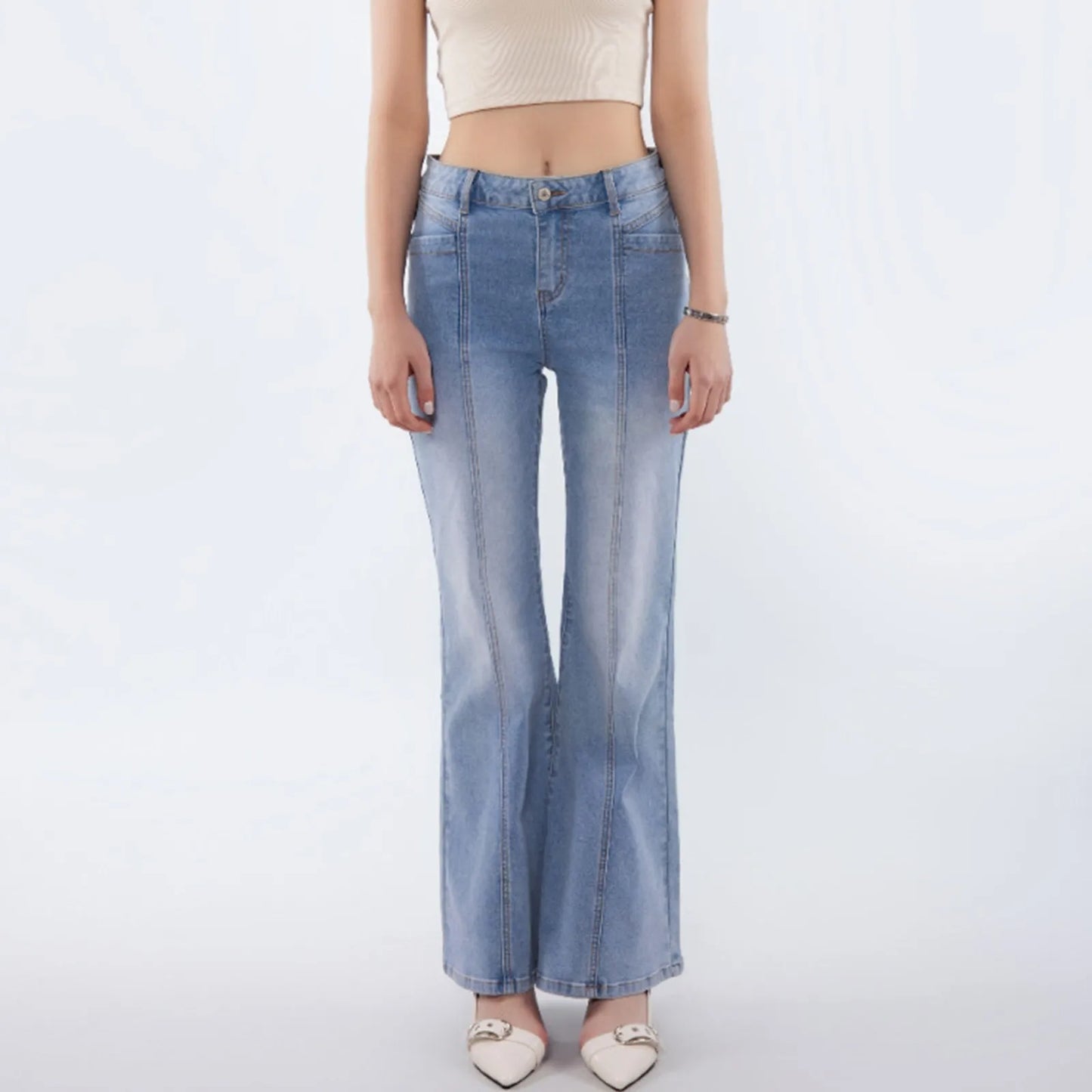 Women Jeans Pants Fitting Y2k Streetwear Bodycon Mid Waist Denim Straight Pants Four Seasons Elegant Daily All-Match Trousers