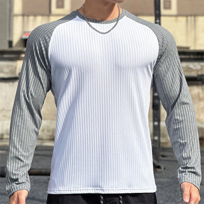 Gym Fitness T-shirt Men Long Sleeve Splice color Shirt Male Bodybuilding Tees Tops Running Sports Quick Dry Training Clothing