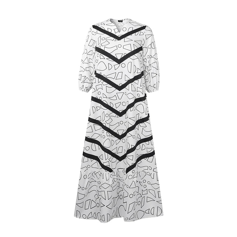 VONDA Plus Size Ruffled Women Bohemian Vestidos Autumn Long Maxi Robe Print Party Elegant 3/4 Sleeve Casual Loose Dress 5XL